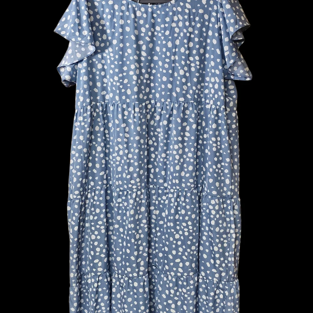Blue Polka Dot Maxi Dress - Picture 1 of 4